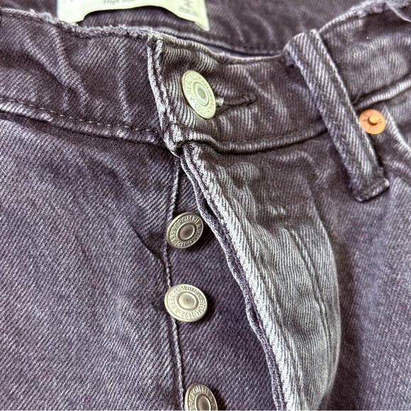 Abercrombie & Fitch The Dad High Rise Straight Leg Jeans Black Torn Ripped Knee - Picture 8 of 12